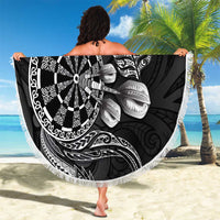 Personalised New Zealand Aotearoa Darts Masters Beach Blanket Tribal Silver Fern and Ta Moko Dartboard - Polynesian Pride