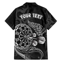 Personalised New Zealand Aotearoa Darts Masters Hawaiian Shirt Tribal Silver Fern and Ta Moko Dartboard - Polynesian Pride