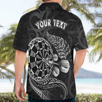 Personalised New Zealand Aotearoa Darts Masters Hawaiian Shirt Tribal Silver Fern and Ta Moko Dartboard - Polynesian Pride