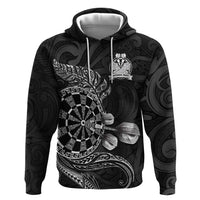 Personalised New Zealand Aotearoa Darts Masters Hoodie Tribal Silver Fern and Ta Moko Dartboard - Polynesian Pride