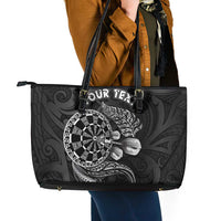 Personalised New Zealand Aotearoa Darts Masters Leather Tote Bag Tribal Silver Fern and Ta Moko Dartboard - Polynesian Pride
