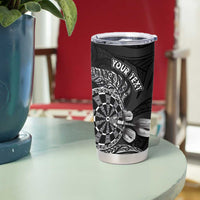 Personalised New Zealand Aotearoa Darts Masters Tumbler Cup Tribal Silver Fern and Ta Moko Dartboard - Polynesian Pride