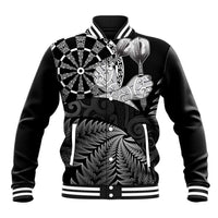 Personalised New Zealand Aotearoa Darts Masters Baseball Jacket Silver Fern and Maori Spirit - Polynesian Pride