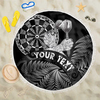 Personalised New Zealand Aotearoa Darts Masters Beach Blanket Silver Fern and Maori Spirit - Polynesian Pride