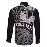 Personalised New Zealand Aotearoa Darts Masters Family Matching Off Shoulder Maxi Dress and Hawaiian Shirt Silver Fern and Maori Spirit - Polynesian Pride