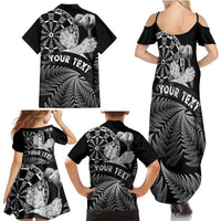 Personalised New Zealand Aotearoa Darts Masters Family Matching Summer Maxi Dress and Hawaiian Shirt Silver Fern and Maori Spirit - Polynesian Pride