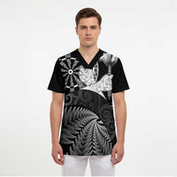 Personalised New Zealand Aotearoa Darts Masters Scrub Top Silver Fern and Maori Spirit - Polynesian Pride