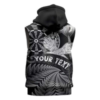 Personalised New Zealand Aotearoa Darts Masters Sleeveless Zip Hoodie Silver Fern and Maori Spirit LT03 - Polynesian Pride