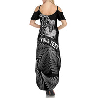 Personalised New Zealand Aotearoa Darts Masters Summer Maxi Dress Silver Fern and Maori Spirit - Polynesian Pride