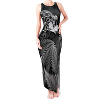 Personalised New Zealand Aotearoa Darts Masters Tank Maxi Dress Silver Fern and Maori Spirit - Polynesian Pride
