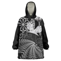 Personalised New Zealand Aotearoa Darts Masters Wearable Blanket Hoodie Silver Fern and Maori Spirit - Polynesian Pride