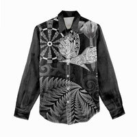 Personalised New Zealand Aotearoa Darts Masters Women Casual Shirt Silver Fern and Maori Spirit - Polynesian Pride