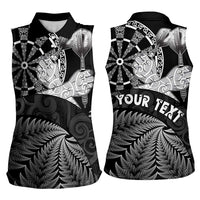 Personalised New Zealand Aotearoa Darts Masters Women Sleeveless Polo Shirt Silver Fern and Maori Spirit - Polynesian Pride