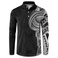 Traditional Polynesian Art Tattoos Button Sweatshirt Black Color - Polynesian Pride