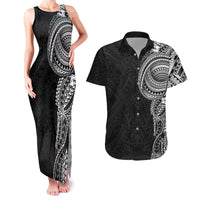 Traditional Polynesian Art Tattoos Couples Matching Tank Maxi Dress and Hawaiian Shirt Black Color - Polynesian Pride