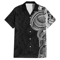 Traditional Polynesian Art Tattoos Family Matching Long Sleeve Bodycon Dress and Hawaiian Shirt Black Color - Polynesian Pride