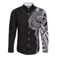 Traditional Polynesian Art Tattoos Family Matching Off Shoulder Short Dress and Hawaiian Shirt Black Color - Polynesian Pride