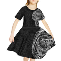 Traditional Polynesian Art Tattoos Kid Short Sleeve Dress Black Color - Polynesian Pride