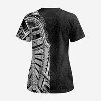 Traditional Polynesian Art Tattoos Scrub Top Black Color - Polynesian Pride