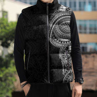 Traditional Polynesian Art Tattoos Sleeveless Puffer Jacket Black Color - Polynesian Pride