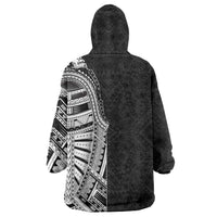 Traditional Polynesian Art Tattoos Wearable Blanket Hoodie Black Color - Polynesian Pride