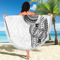 Traditional Polynesian Art Tattoos Beach Blanket White Color - Polynesian Pride