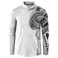 Traditional Polynesian Art Tattoos Button Sweatshirt White Color - Polynesian Pride