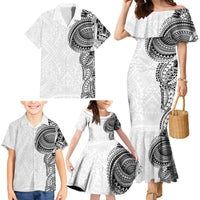 Traditional Polynesian Art Tattoos Family Matching Mermaid Dress and Hawaiian Shirt White Color - Polynesian Pride