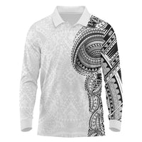 Traditional Polynesian Art Tattoos Long Sleeve Polo Shirt White Color - Polynesian Pride