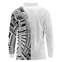 Traditional Polynesian Art Tattoos Long Sleeve Polo Shirt White Color - Polynesian Pride