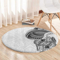 Traditional Polynesian Art Tattoos Round Carpet White Color - Polynesian Pride