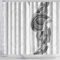 Traditional Polynesian Art Tattoos Shower Curtain White Color - Polynesian Pride