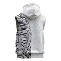 Traditional Polynesian Art Tattoos Sleeveless Zip Hoodie White Color - Polynesian Pride