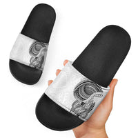 Traditional Polynesian Art Tattoos Slide Sandals White Color - Polynesian Pride
