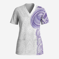 Traditional Polynesian Art Tattoos Scrub Top Purple Color - Polynesian Pride