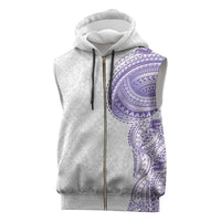 Traditional Polynesian Art Tattoos Sleeveless Zip Hoodie Purple Color - Polynesian Pride
