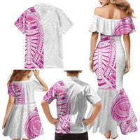 Traditional Polynesian Art Tattoos Family Matching Mermaid Dress and Hawaiian Shirt Pink Color - Polynesian Pride