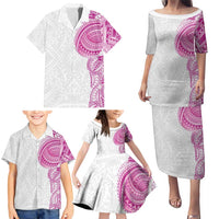 Traditional Polynesian Art Tattoos Family Matching Puletasi and Hawaiian Shirt Pink Color - Polynesian Pride