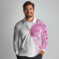 Traditional Polynesian Art Tattoos Long Sleeve Polo Shirt Pink Color - Polynesian Pride