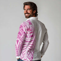 Traditional Polynesian Art Tattoos Long Sleeve Polo Shirt Pink Color - Polynesian Pride