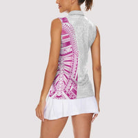 Traditional Polynesian Art Tattoos Women Sleeveless Polo Shirt Pink Color - Polynesian Pride