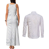 Lotu Tamaiti Couples Matching Tank Maxi Dress and Long Sleeve Button Shirt Traditional Samoan Art Tattoos - Polynesian Pride