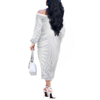 Lotu Tamaiti Off The Shoulder Long Sleeve Dress Traditional Samoan Art Tattoos - Polynesian Pride