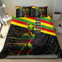 Kanaka Maoli Running Bedding Set Kakau Pattern with Kanaka Maoli Flag Color