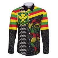 Kanaka Maoli Running Family Matching Long Sleeve Bodycon Dress and Hawaiian Shirt Kakau Pattern with Kanaka Maoli Flag Color