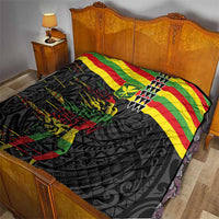 Kanaka Maoli Running Quilt Kakau Pattern with Kanaka Maoli Flag Color