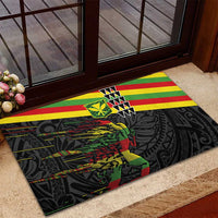 Kanaka Maoli Running Rubber Doormat Kakau Pattern with Kanaka Maoli Flag Color