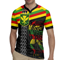 Kanaka Maoli Running Rugby Jersey Kakau Pattern with Kanaka Maoli Flag Color