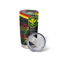 Kanaka Maoli Running Tumbler Cup Kakau Pattern with Kanaka Maoli Flag Color LT03 - Polynesian Pride