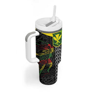 Kanaka Maoli Running Tumbler With Handle Kakau Pattern with Kanaka Maoli Flag Color